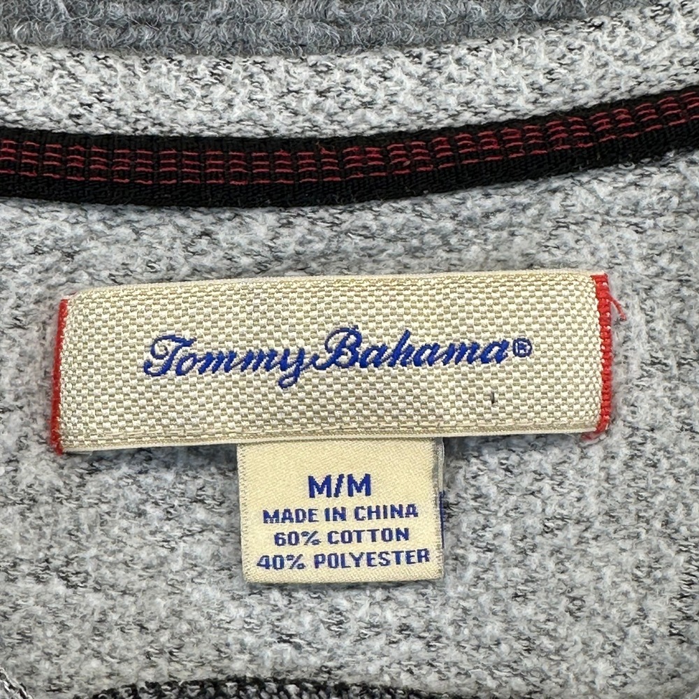 Tommy Bahama Long Sleeve Shirt Mens Medium Grey Heathered Contrast Shoulder Logo - Picture 2 of 9